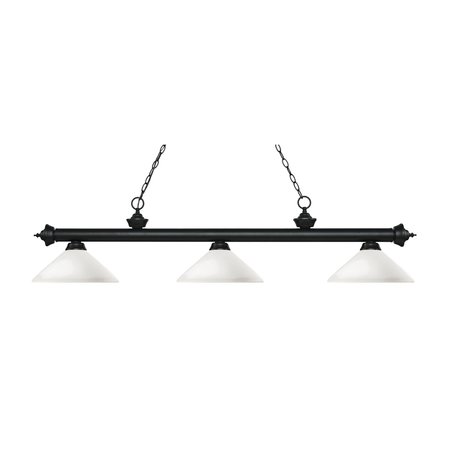 Z-LITE Riviera 3 Light Billiard Light, Matte Black & Matte Opal 200-3MB-AMO14